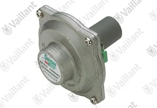 Vaillant Servoventil mit metallischem Gehäuse und elektrischer Anschlussschnittstelle, verwendet in Heizungs- oder Gasgeräten zur Steuerung des Gasflusses.